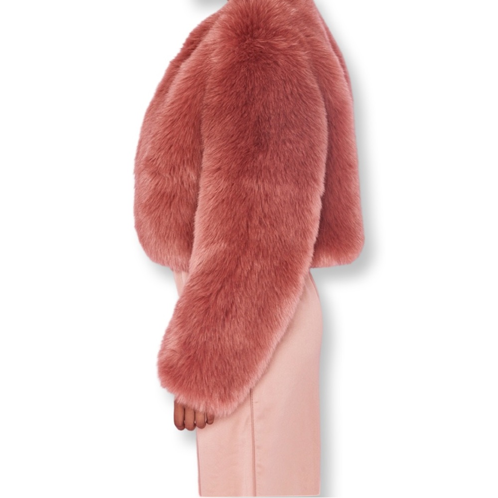 House Of CB Kenya Rose Mauve Faux Fur Jacket - Picture 4 of 8